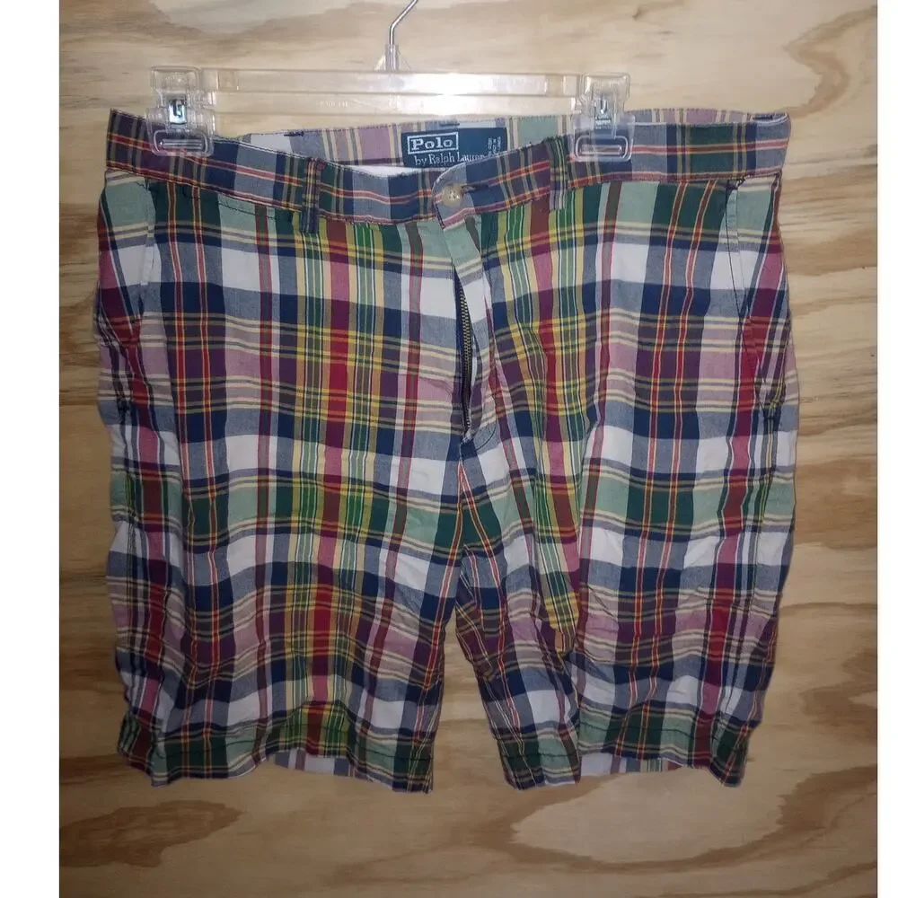 2/$30 Men's Ralph Lauren Prospect Plaid Shorts‎ 34 Vintage Madas Y2k